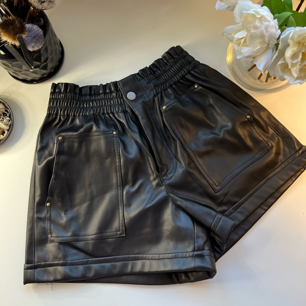 Faux leather shorts